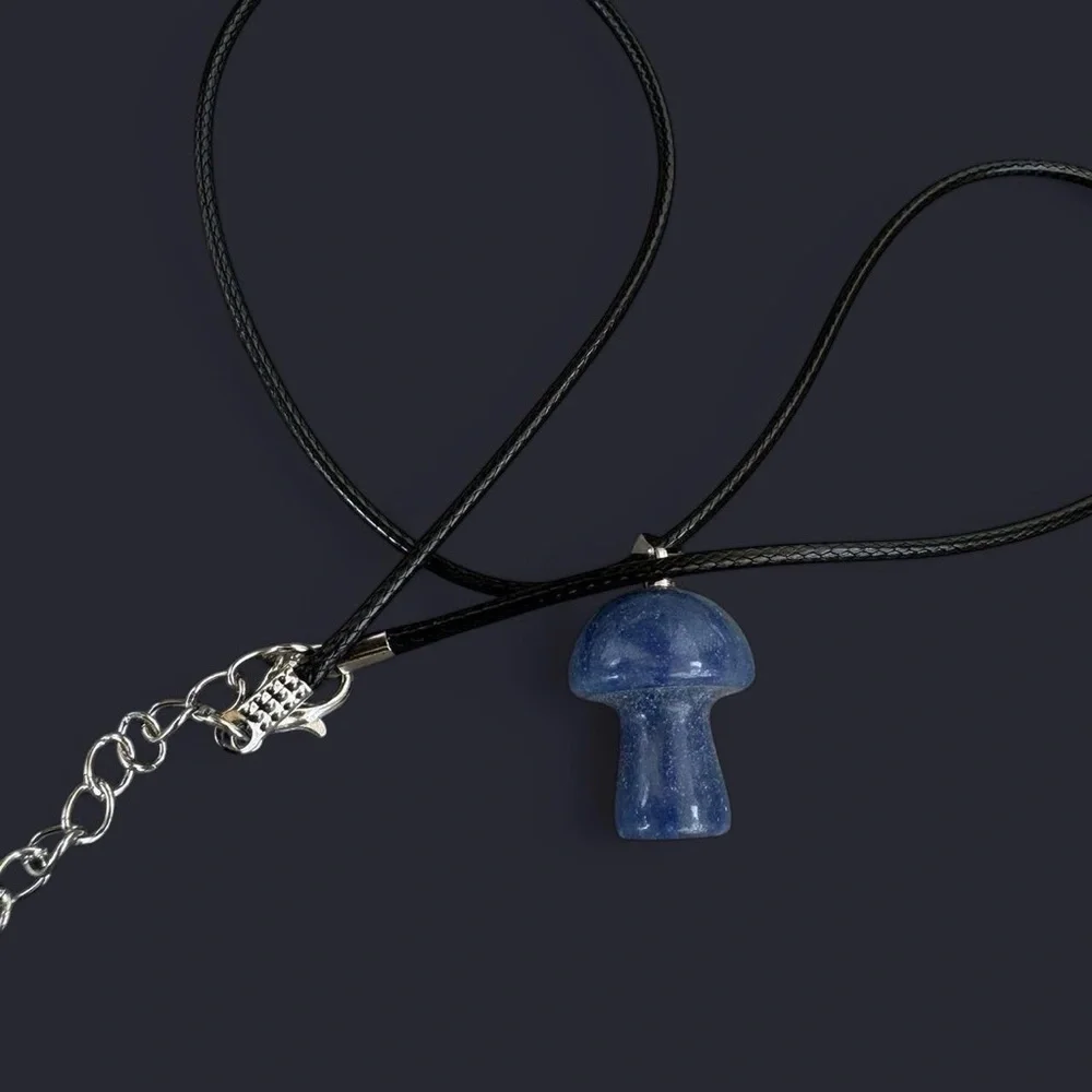 Blue Aventurine Mushroom Pendant Necklace